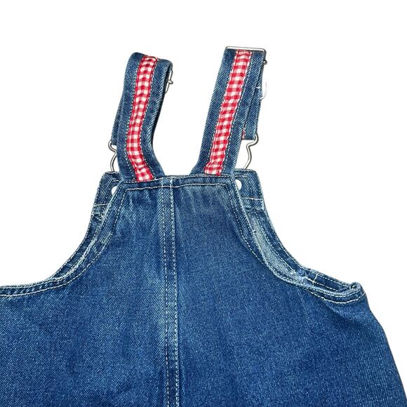 Vintage Disney Mickey & Co embroidered denim Mickey and Minnie bib overalls 6/9m - Picture 6 of 9